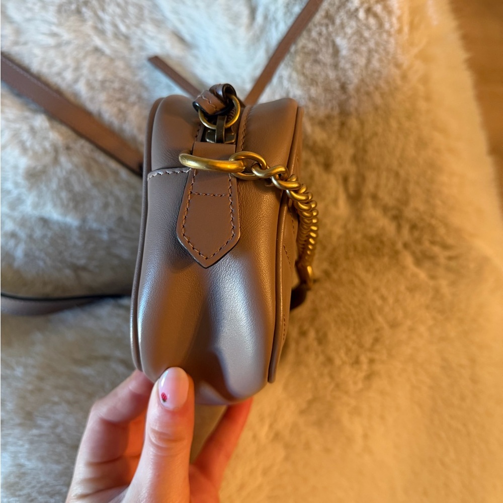 Gucci Taupe Quilted GG Marmont Crossbody Bag Mini - Picture 6 of 8